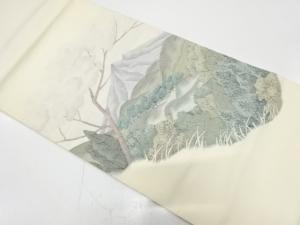 節紬　羊蹄山模様織り出し　袋帯